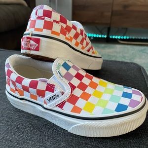 Rainbow vans slip ons